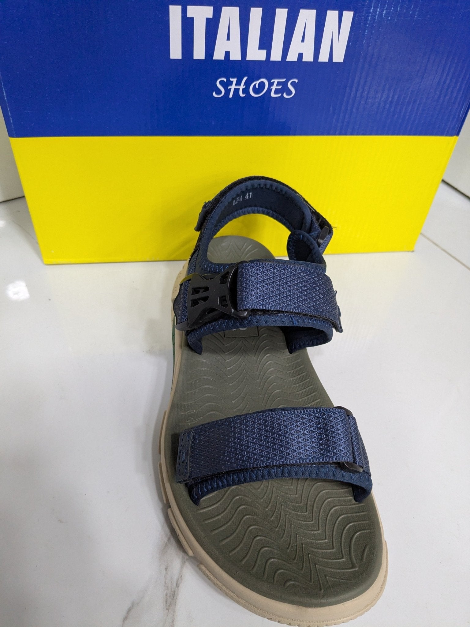 IT - 49 Trekker Sandal – Navy Blue & Olive - Italian Shoes