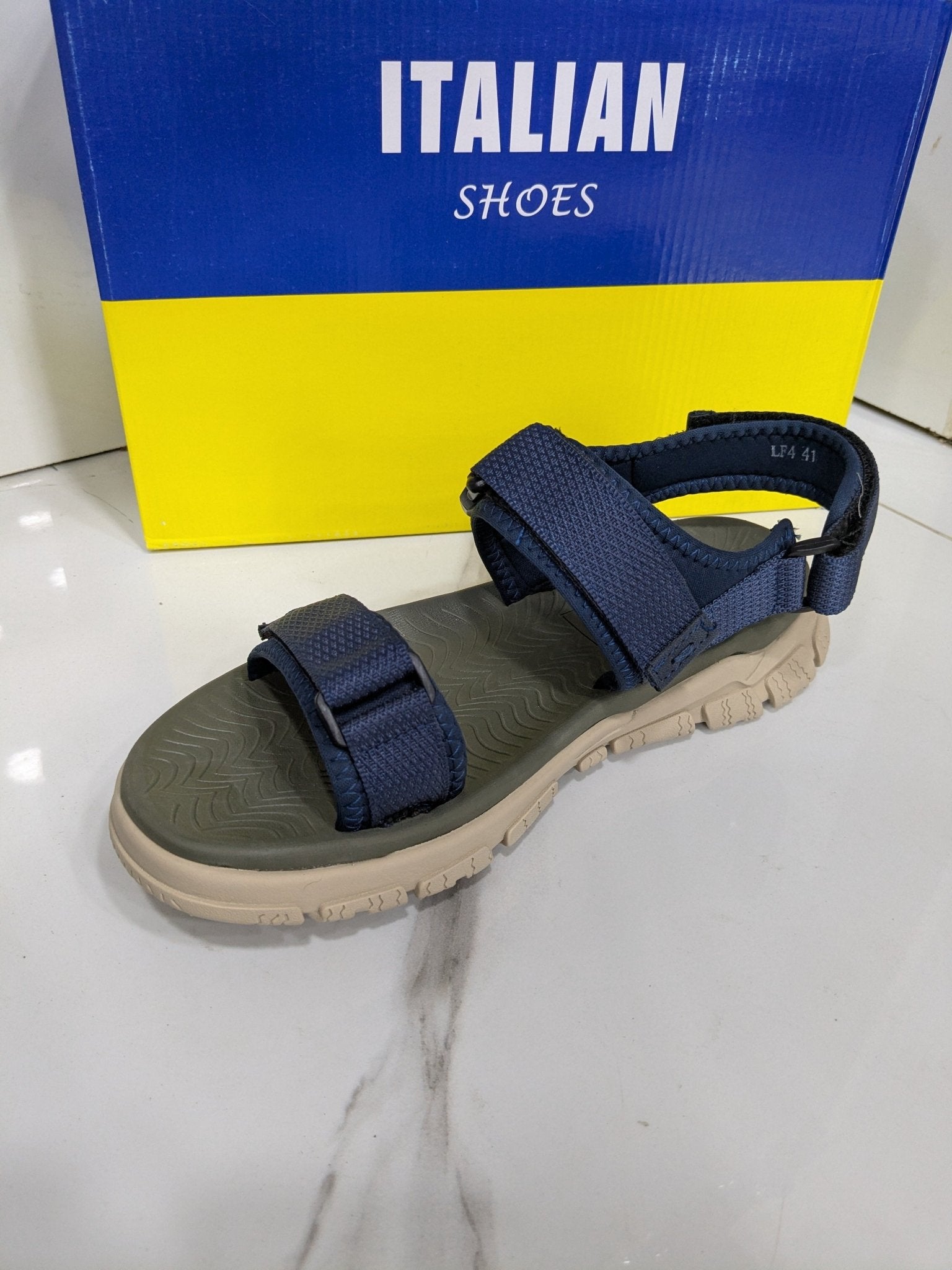 IT - 49 Trekker Sandal – Navy Blue & Olive - Italian Shoes
