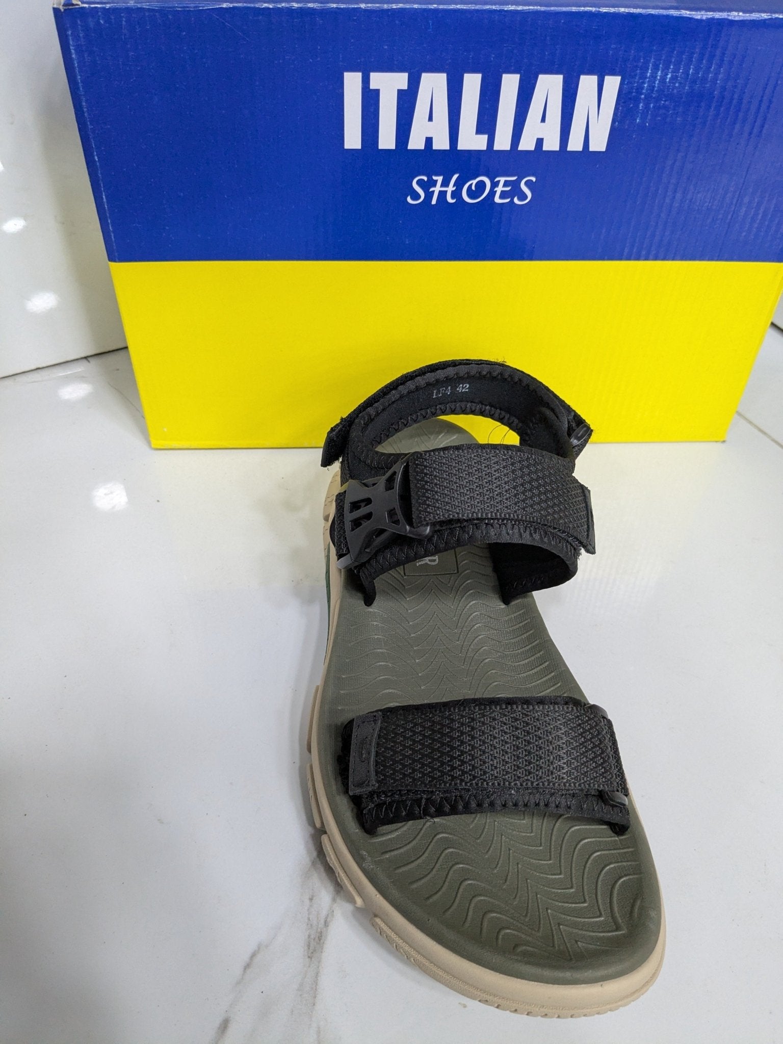 IT - 50 Trekker Sandal – Black & Olive - Italian Shoes