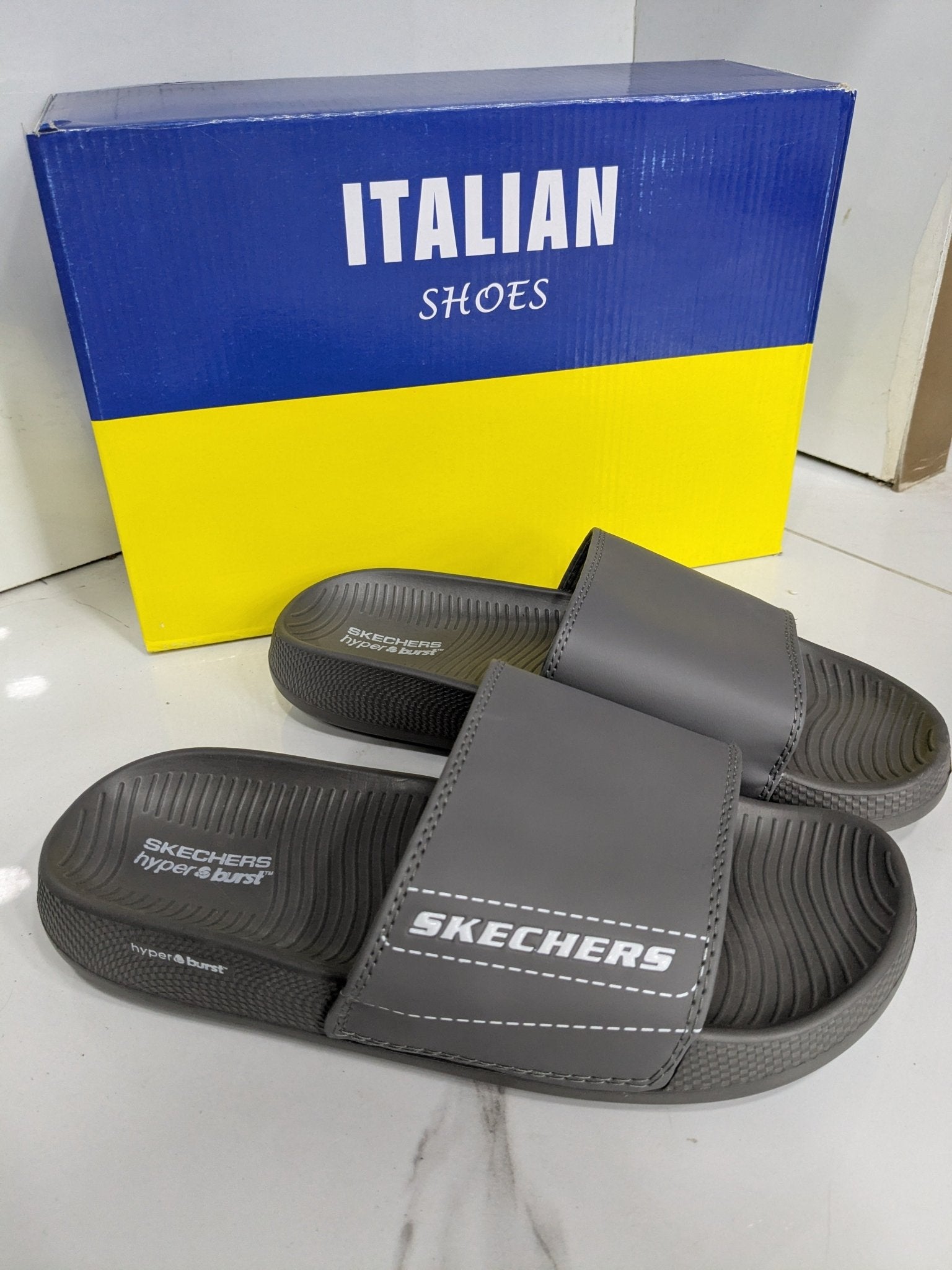 IT - 54 Skechers Slide – Dark Grey - Italian Shoes