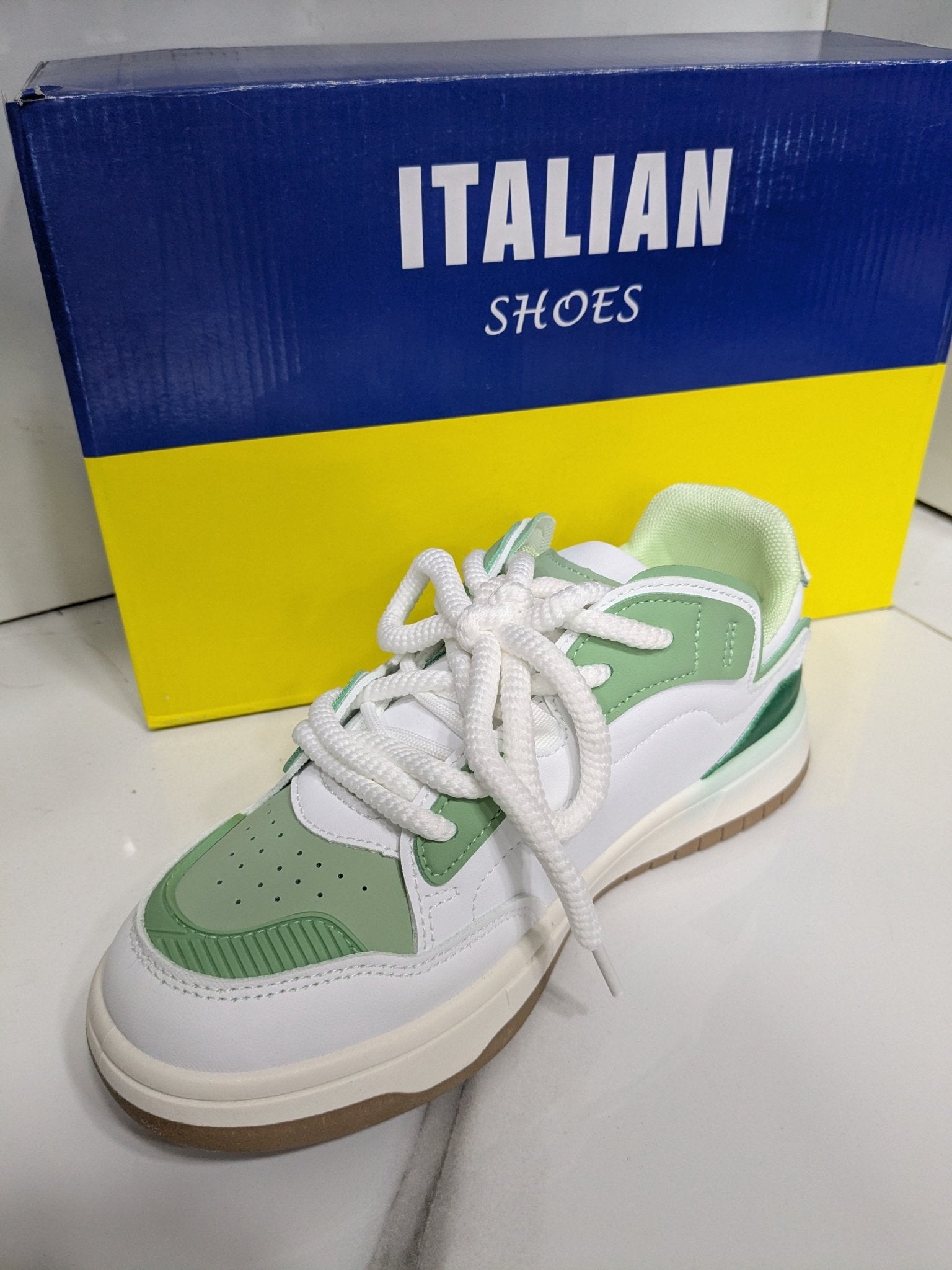 IT - 59 Women’s Sneakers – Light Green White - Italian Shoes