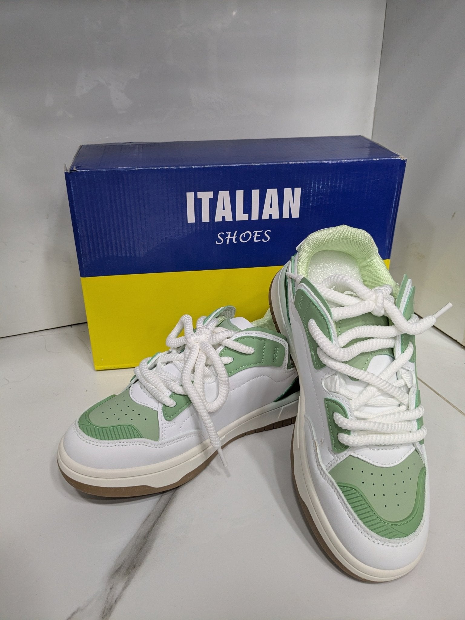 IT - 59 Women’s Sneakers – Light Green White - Italian Shoes