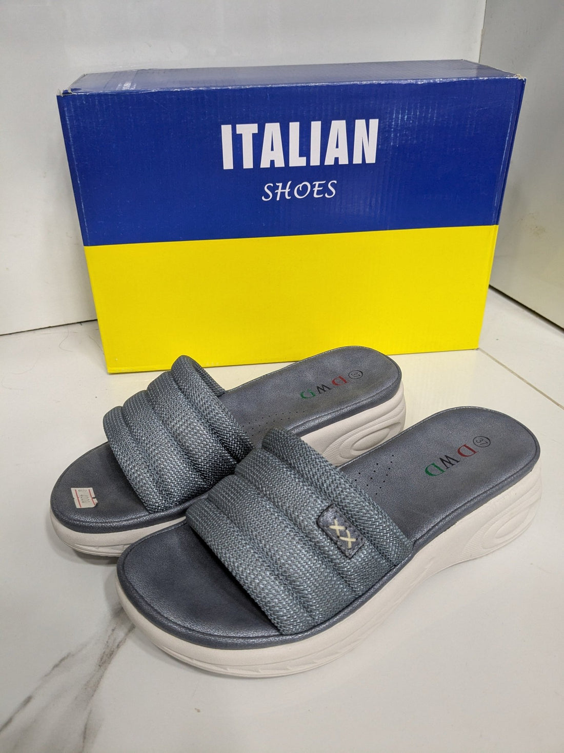 IT - 63 Women’s Slides – Light Grey Comfort Style - Italian Shoes