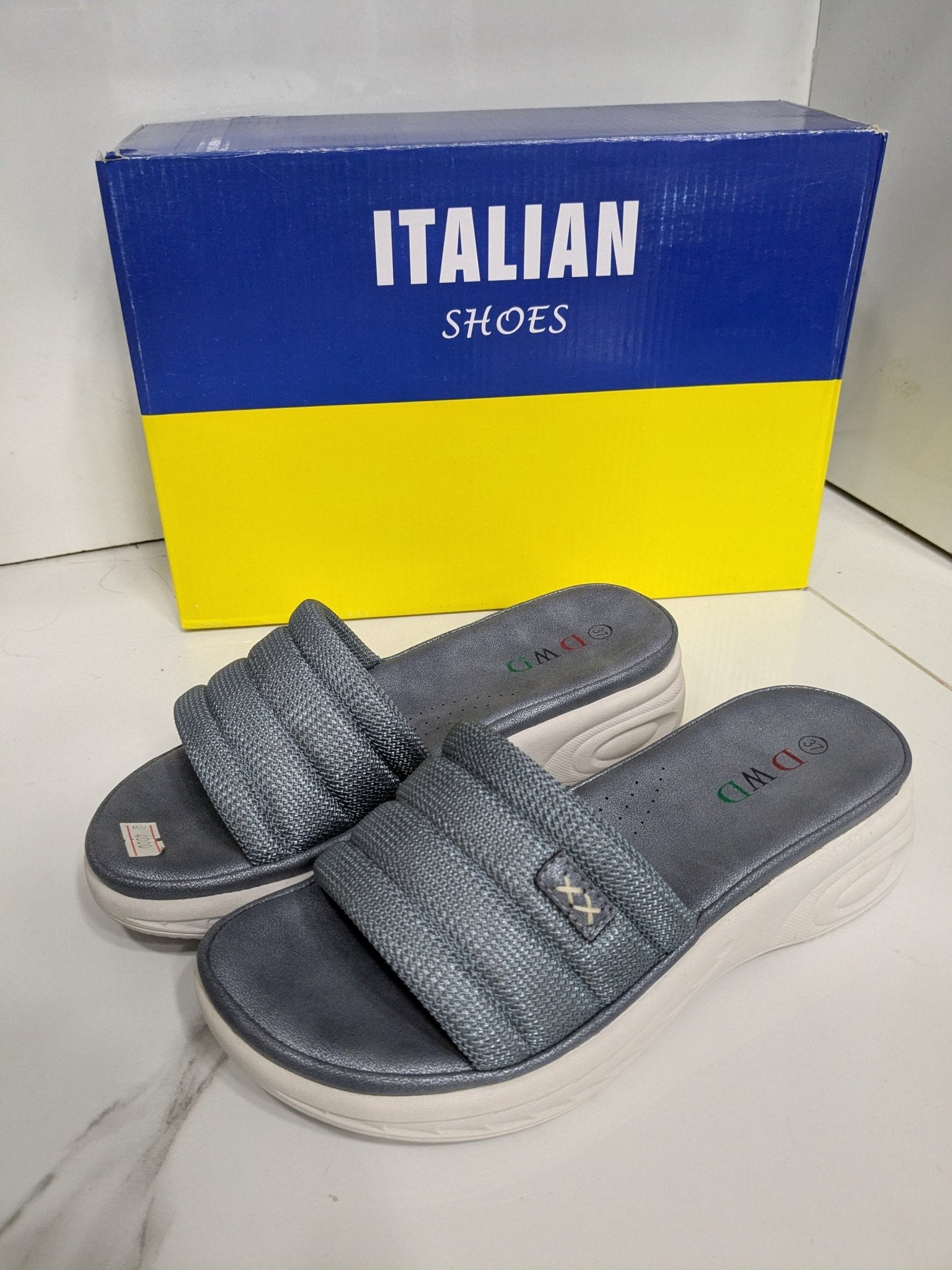 IT - 63 Women’s Slides – Light Grey Comfort Style - Italian Shoes