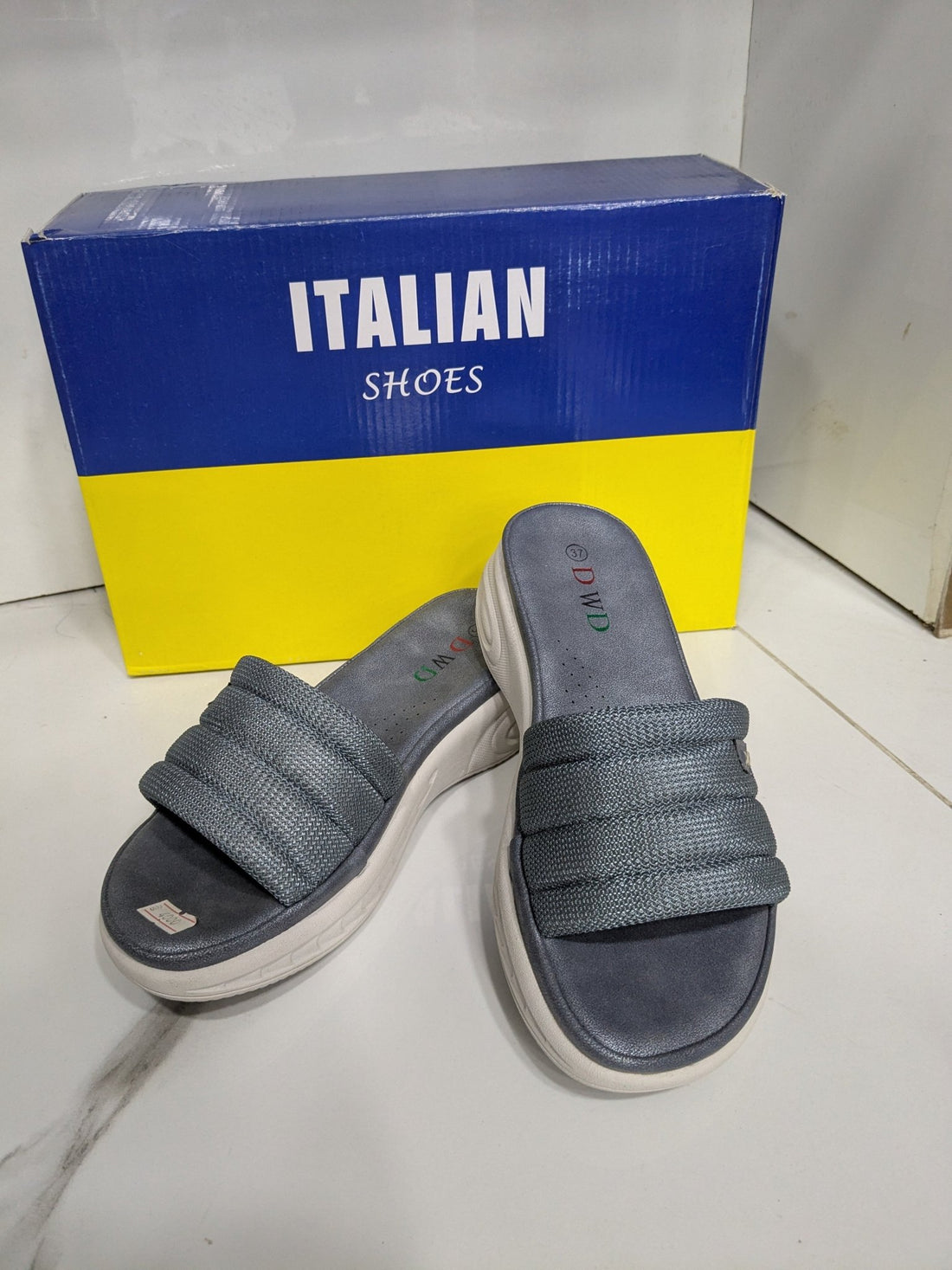 IT - 63 Women’s Slides – Light Grey Comfort Style - Italian Shoes